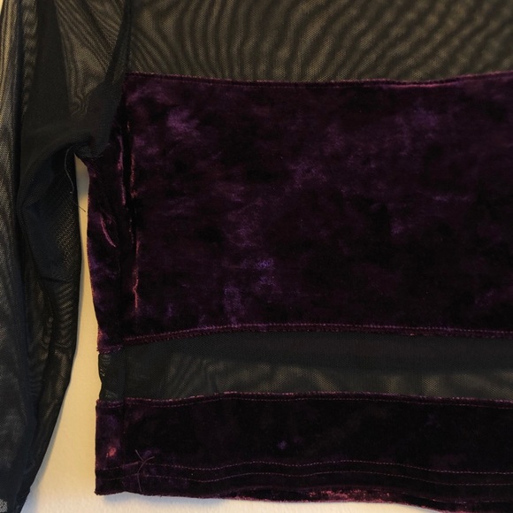 Urban Outfitters Mesh Velour Crop Top - Picture 2 of 6